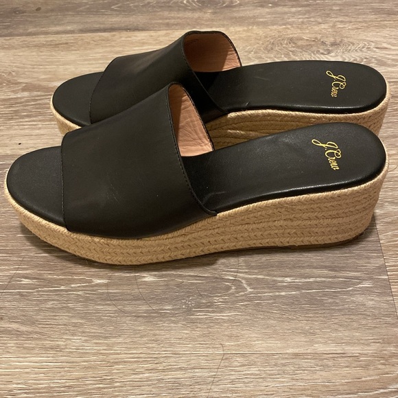 New J Crew Platform Women’s Black Slip On Sandals - Picture 3 of 10